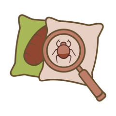 Bug Examination Design with Magnifying Glass Vector
