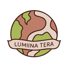 Stylized Earth Icon with Text in Vector Format