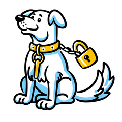 Vector Illustration of a Dog with a Lock for Security Themes
