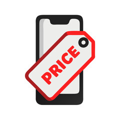 Mobile Shopping Price Tag Icon Vector Design
