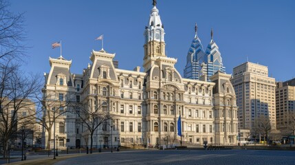 Naklejka premium Philadelphia City Hall: A Majestic Landmark