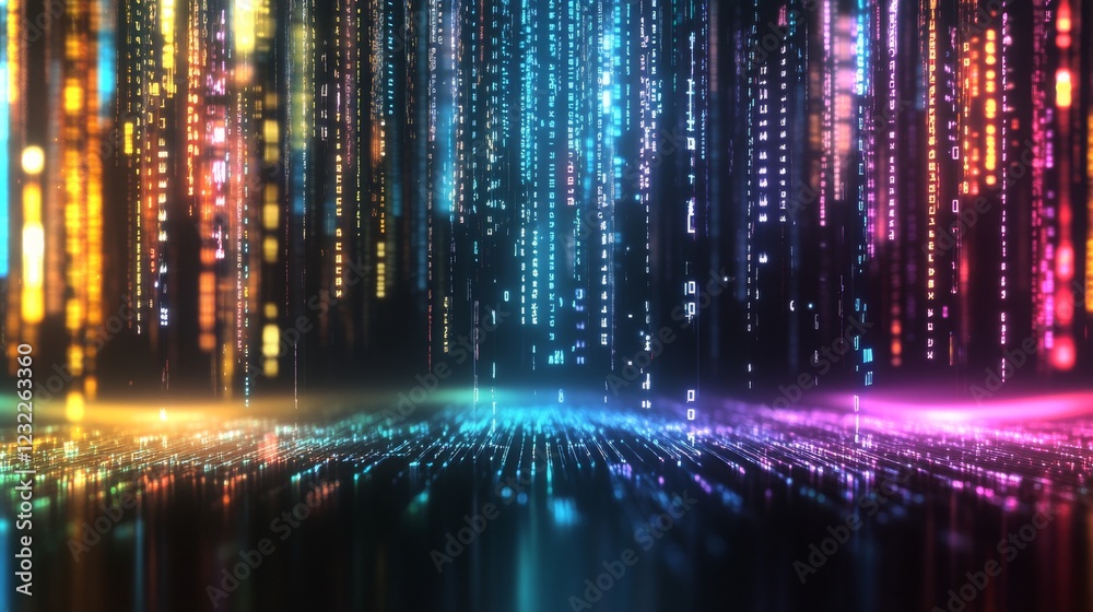Poster colorful digital abstract background with dynamic lines and patterns in high resolution