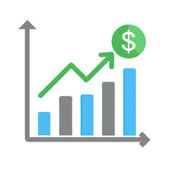Illustration of Financial Success: Bar Chart and Arrow
