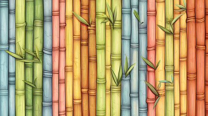 Textures Wall With Bamboo Sticks