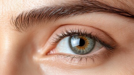 Obraz premium Close-up of eye, showing detail, lashes, skin.