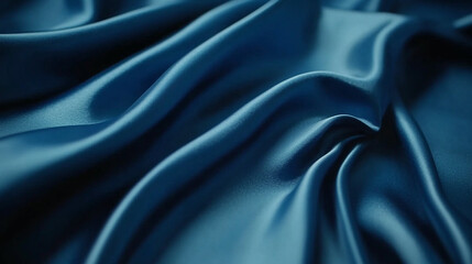Obraz premium Elegant Blue Silk Fabric Drape Smooth Texture Background Luxurious Soft Teal Deep Rich Waves Shiny 