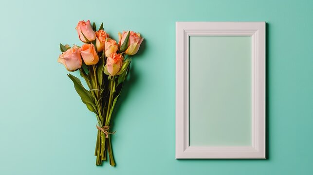 Pastel floral arrangement mockup spring-inspired studio setup in a calm environment