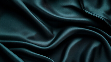 Obraz premium Elegant Teal Silk Fabric Draped Luxurious Smooth Texture Background Design Dark Rich Soft Green 