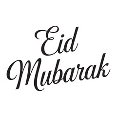 Eid Mubarak black color typography with white background