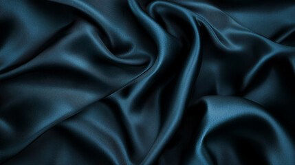 Obraz premium Elegant Teal Silk Fabric Draped Texture Background Luxury Soft Smooth Textile Design Image Blue Wave