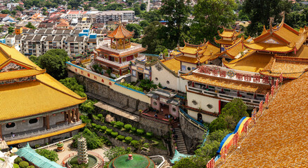 Panoramic view of Kek Lok Si Temple in Penang, Malaysia, stunning traditional Chinese architecture,...
