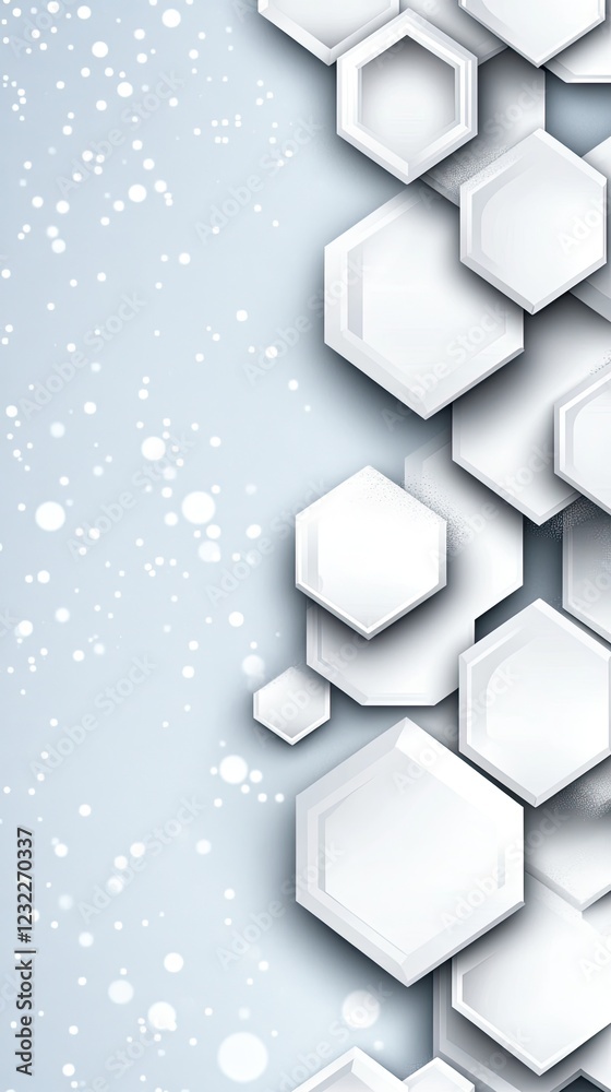 Poster light blue hexagon pattern on a white background creating a modern design suited for health and tech