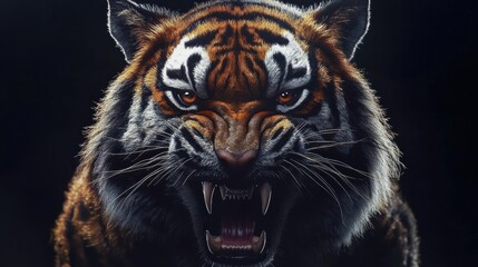 Fototapeta premium Tiger against black background Ultra HD