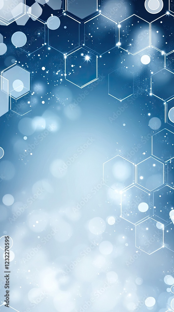 Poster light blue hexagon pattern on a white background creating a modern design suited for health and tech