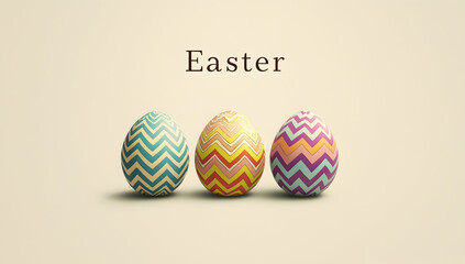 Obraz premium Easter Design with Chevron Patterned Eggs, Minimal Style