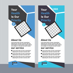 Modern business roll up banner design template with three colors variation bundle | Corporate business roll-up banner