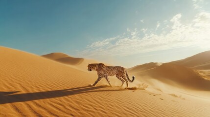 Cheetah Walking Through Dunes Ultra HD 