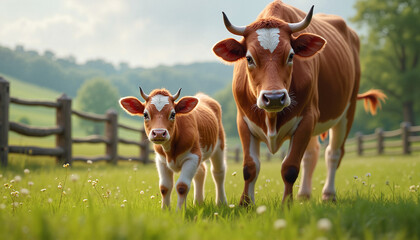 Cows in a pasture, suitable for farm blogs, educational content, and agricultural presentations