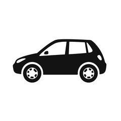 Fototapeta premium Black silhouette of a car on white background with copy space
