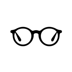 Fototapeta premium Black eyeglasses icon silhouette on white background with copy space