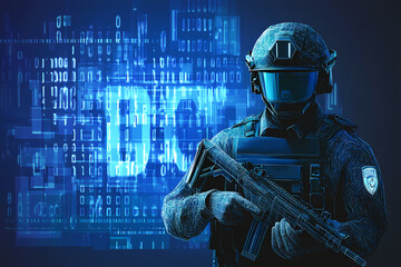 Naklejka premium Vector illustration of a police officer using AI technology