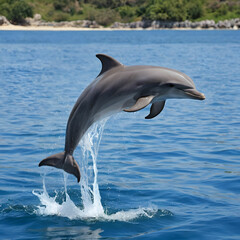 Fototapeta premium Dolphins are intelligent, playful marine mammals known for their social behavior