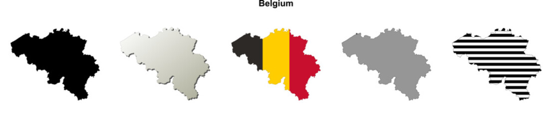 Fototapeta premium Belgium outline map set