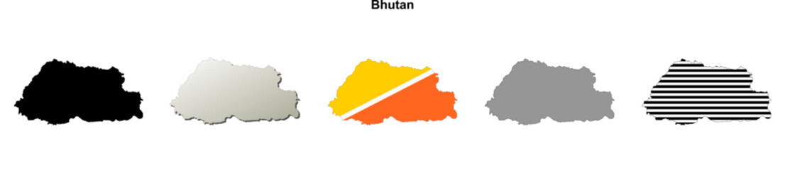 Fototapeta premium Bhutan outline map set