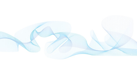 Abstract blue and purple smooth flowing wave lines on a white background. Dynamic sound wave element design
