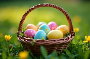 easter eggs in a basket