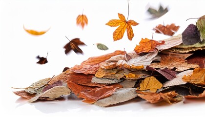 autumn leaves on white background
