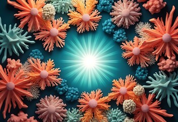 Fototapeta premium Abstract Floral Arrangement Encircling Radiant Light