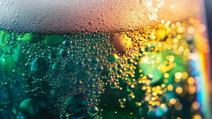 Celebrating St. Patrick's Day with frothy green beer amidst festive cheer and lively gatherings