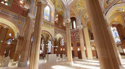 Obraz premium Magnificent Interior of the Cathedral: A Symphony in Stone and Light