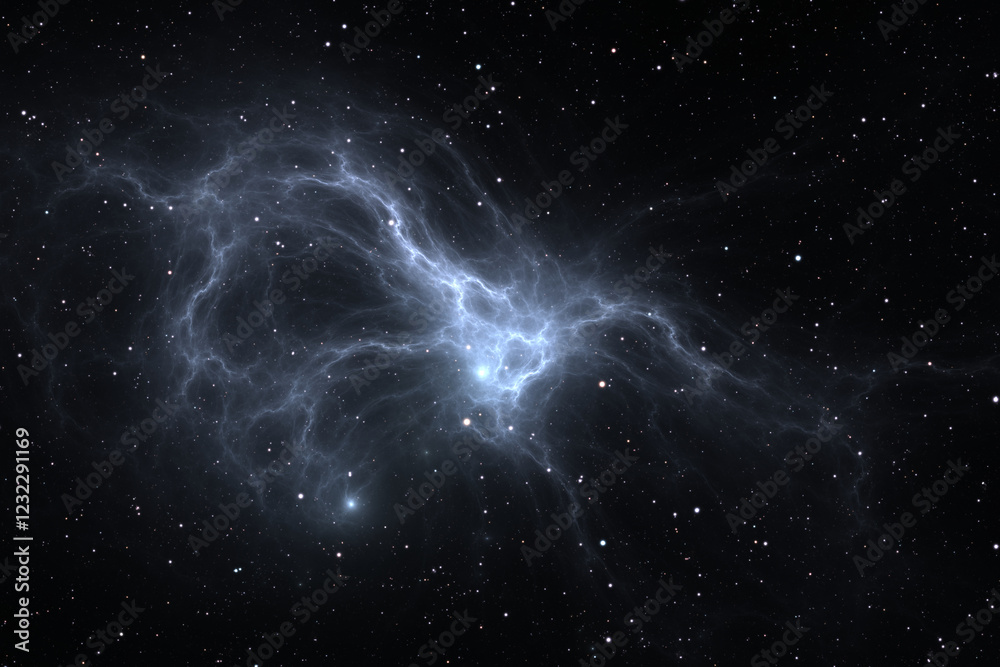 Canvas Prints fractal space nebula. giant interstellar cloud and stars scattered across the universe. 3d illustrat