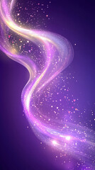 Abstract purple background with swirls of light and hearts