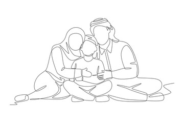 Arab family concept one-line drawing