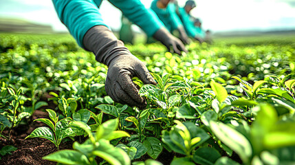 early morning tea harvest