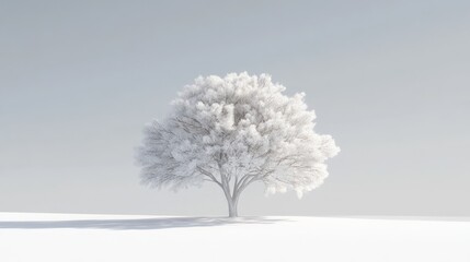 Snowy tree winter landscape minimal background