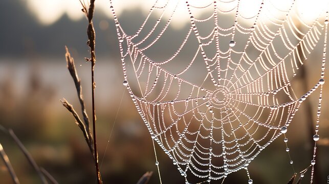 spider web with dew drops - Powered by Adobe