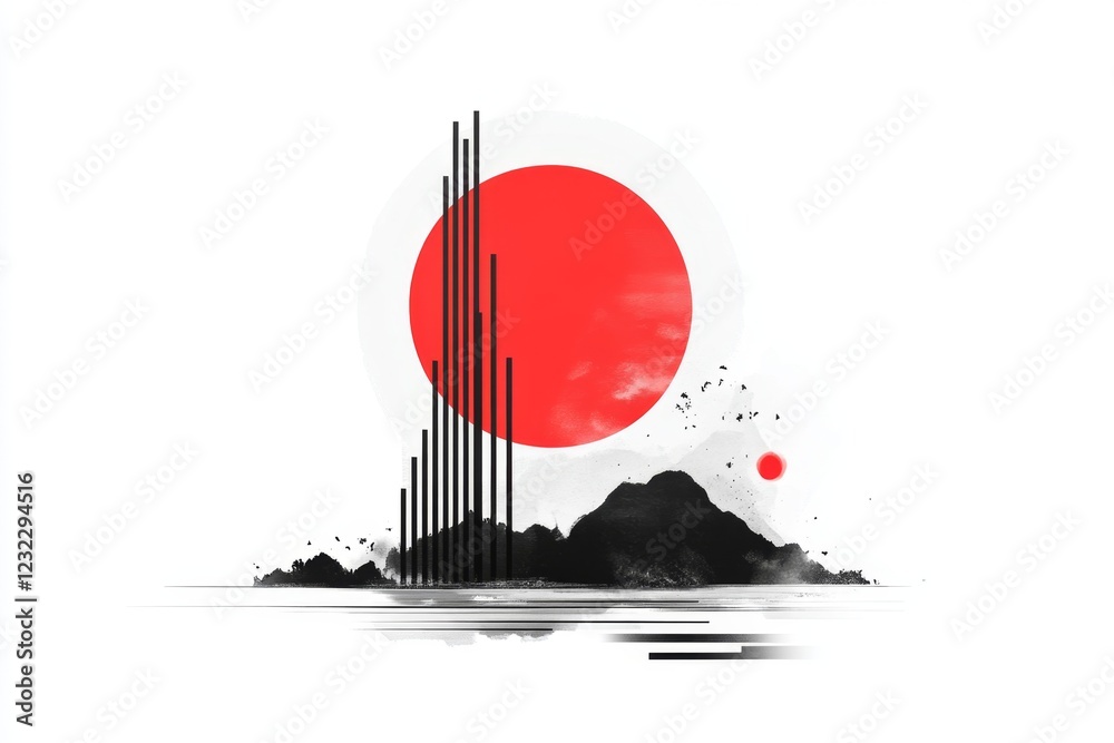 Poster a minimalist illustration of a single red dot in the center of a white canvas, symbolizing focus and
