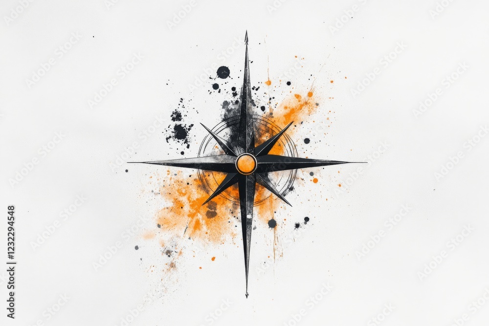 Poster a minimalist illustration of a perfectly aligned compass drawing a circle, with clean lines and soft