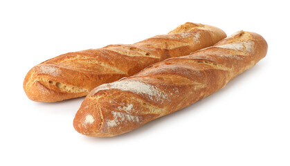 Freshly baked bread. Baguettes isolated on white