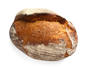 One freshly baked bread isolated on white, top view