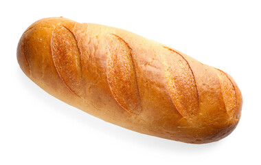 One freshly baked bread isolated on white, top view