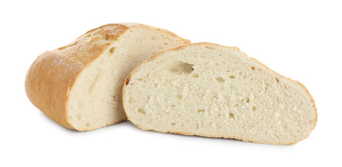 Pieces of fresh bread isolated on white