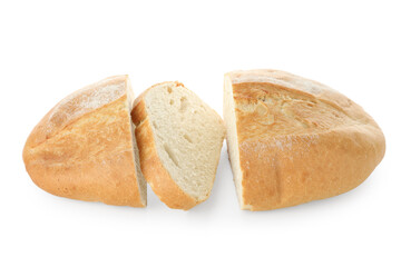 Pieces of fresh bread isolated on white