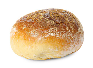 Whole loaf of freshly baked bread isolated on white
