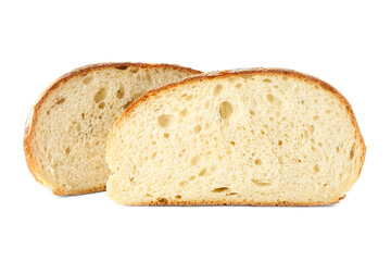 Pieces of freshly baked bread isolated on white