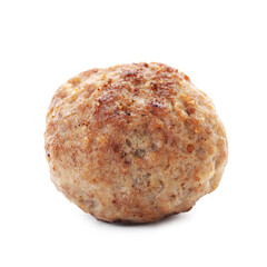 One tasty cooked meatball isolated on white